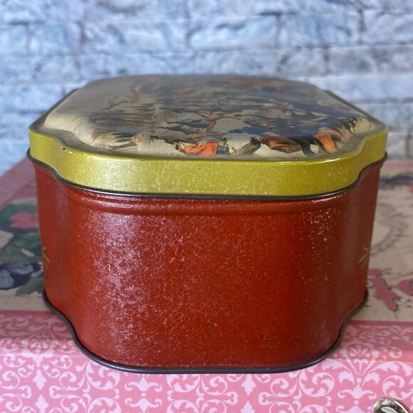 Vintage 1998 Currier & Ives Oval Tin Ice Skating Pond Scene Decorative Nostalgic - Picture 4 of 5